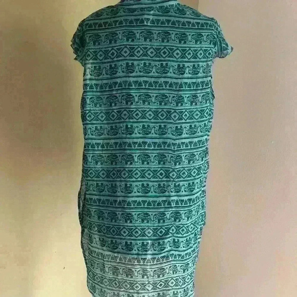 no boundaries teal black elephant sheet sleeveless tunic top labeled xl - Picture 6 of 7
